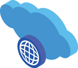 Wall Mural - blue cloud computing connecting to global network isometric icon represents global connectivity and 