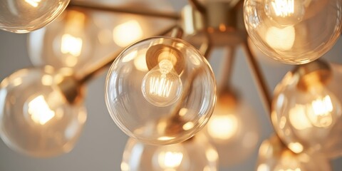 Poster - A chandelier with many light bulbs.