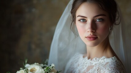 timeless beauty captured in a bridal portrait, a bride in a classic gown with detailed bridal makeup and hairstyle, celebrating traditional wedding elegance