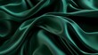 © rayyan - A luxurious 3D render of deep emerald green silk drapery, folded intricately to create an abstract background with flowing waves and smooth textures.