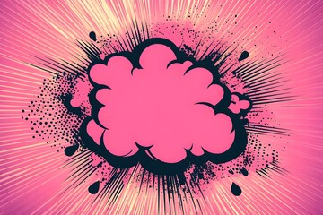 Wall Mural - pink and black comic book speech bubble with grunge texture