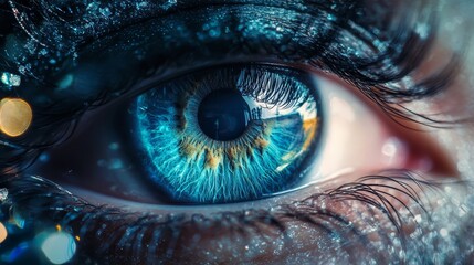 Poster -  A detailed view of a blue eye illuminated by bright light from its periphery