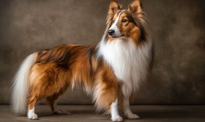 Wall Mural - Collie standing majestically in a studio, soft lighting