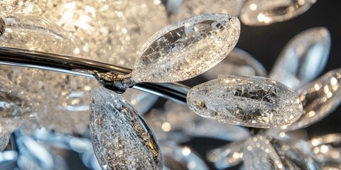 Sticker - Crystal chandelier with shiny metal frame.