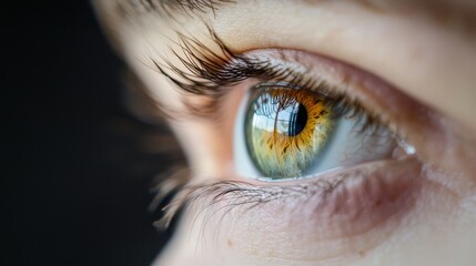 Poster -  A tight shot of an eye's iris mirroring a tree's silhouette