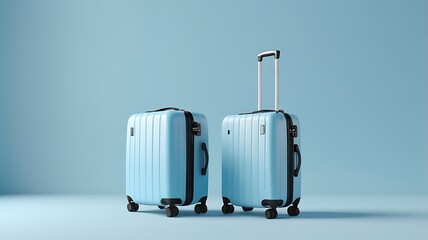 modern wheel luggage isolated on bule background 3d rendering