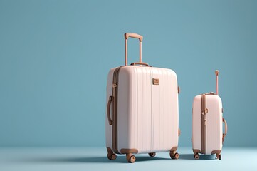 Modern wheel luggage isolated on bule background 3d rendering