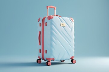 Modern wheel luggage isolated on bule background 3d rendering