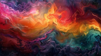 Wall Mural - colorful abstract art with swirling patterns and vibrant hues in shades of red, orange, and blue aga