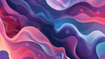 Wall Mural - colorful abstract waves creating a dreamy landscape with swirls of pink, blue, and purple in a seren