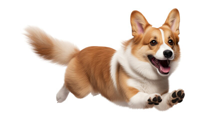 Wall Mural - running corgi dog isolated on transparent background cutout