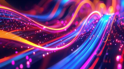 Wall Mural - colorful abstract light trails in motion with vibrant neon patterns creating an energetic atmosphere