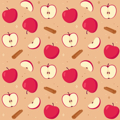 Wall Mural - Apple pie ingredients seamless pattern