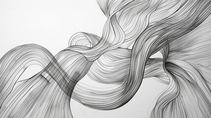 Wall Mural - abstract black and white lines creating fluid shapes on a minimalist background, showcasing artistic