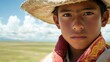 © Thavesak - Contemplative Venezuelan Teenager in Traditional Llanero Outfit Amidst Open Plains Close-Up Portrait