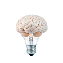 Aufkleber - A creative concept combining human brain and light bulb symbolizes innovation and intelligence. This unique design represents fusion of ideas and creativity, sparking inspiration. 