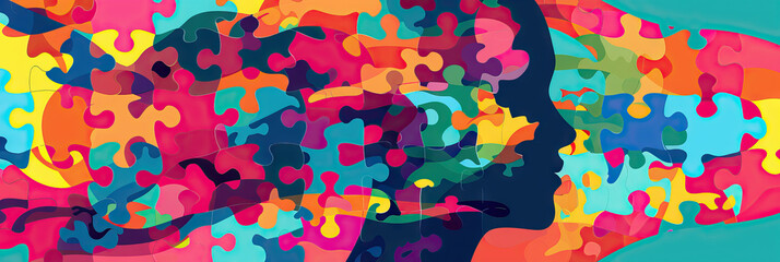 Wall Mural - Psychiatric Puzzles: Bold and intricate abstract designs, reflecting the complexity of psychiatric disorders.