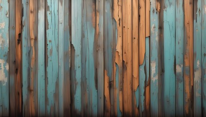 Canvas Print - weathered wood backdrop with peeling layers and rustic charm