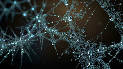 Floating crystals forming an intricate fractal web.
