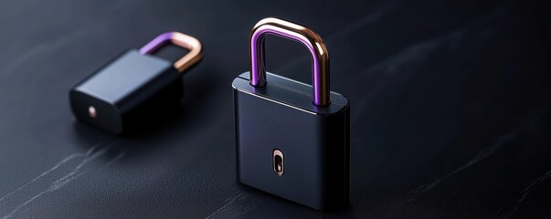 Stylish padlocks on a dark background, showcasing modern design and elegance for security concepts.