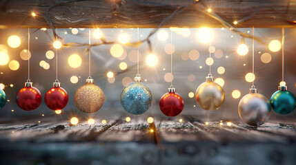 Wall Mural - Festive Christmas Baubles with Lights..