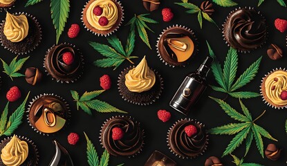 Sticker - Cannabis Cupcakes with Raspberries