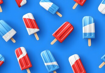 Sticker - Red and Blue Popsicle on Blue Background