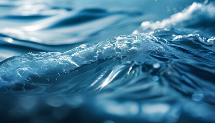 Wall Mural - Dynamic blue waves in clear water motion