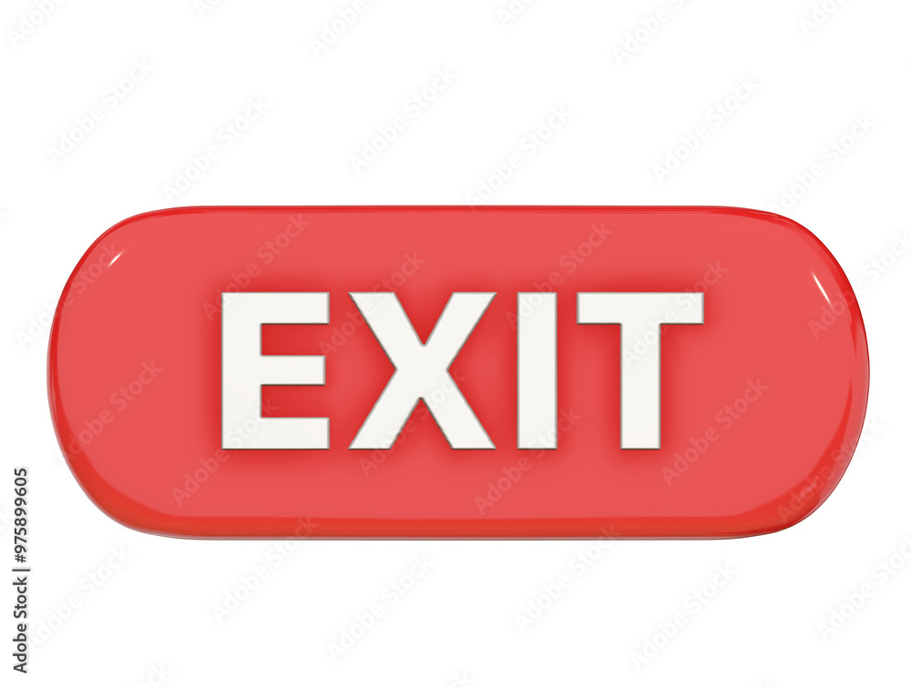 Exit sign button 3d on png transparent background. Stock Illustration ...