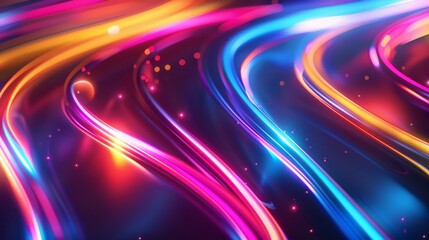 Wall Mural - vibrant flowing lines create an abstract neon light display with colorful patterns in motion against