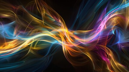 Wall Mural - swirling abstract light patterns in vibrant colors against a dark background