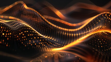 Wall Mural - abstract flowing waves of light with warm colors creating a mesmerizing visual effect in a dark back