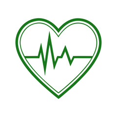 Heart icon with electrocardiogram line, heart health and monitoring concept