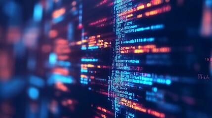 Abstract Bright Wall with Programming and Code Development Concept