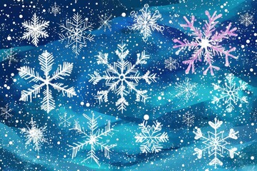 Wall Mural - Dazzling snowflakes sparkling against a winter night sky