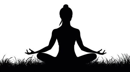 Poster - yoga vector black color silhouette on white background 