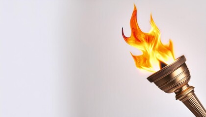 the burning olympic torch isolated light background