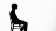 © Thanthara - silhouette of a person sitting on a chair on white background