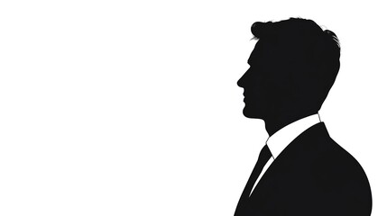 Wall Mural - black silhouette of a Businessperson in a Suit with thick outline side view isolated on white background