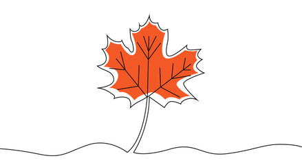 Autumn Maple Leaf Line Art. Nature plants and flowers concept vector