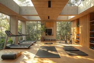 Canvas Print - Modern Home Gym with Natural Light