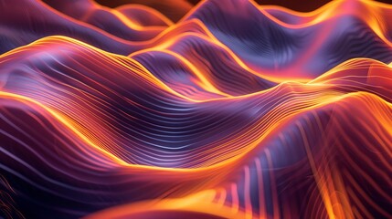 Wall Mural - glowing abstract waves illuminated in vibrant colors create a mesmerizing visual experience in a dig