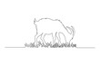 © rjrujat - Continuous line art drawing of a goat eating grass. Hand-drawn goat illustration isolated on white background.