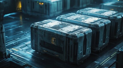 futuristic cargo boxes delivery system 