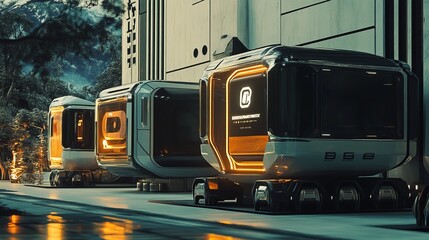 Wall Mural - futuristic cargo boxes delivery system 