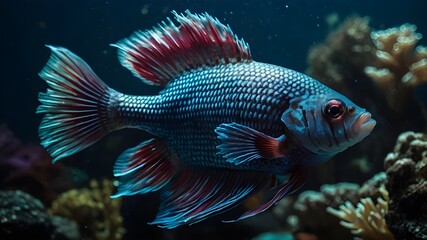 Siamese fighting fish, Betta splendens commonly known as the betta, is a freshwater fish in the aquarium.