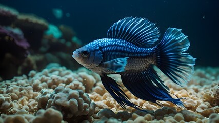 Multi color Siamese fighting fish(Rosetail)(halfmoon),fighting fish,Betta splendens,on nature background with clipping path