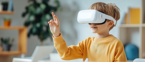 Boy using visuals of multisensory brain-based learning activities, the integration of multiple senses to enhance education.