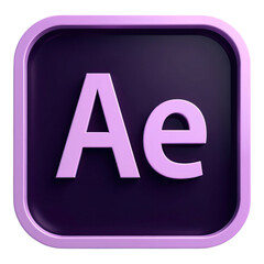 3d adobe after effects icon button isolated on png transparent background