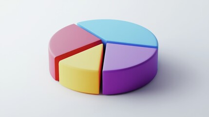 Poster - A segmented 3D pie chart with raised portions, set against a minimalist white background, emphasizing key data points and trends in business analysis.